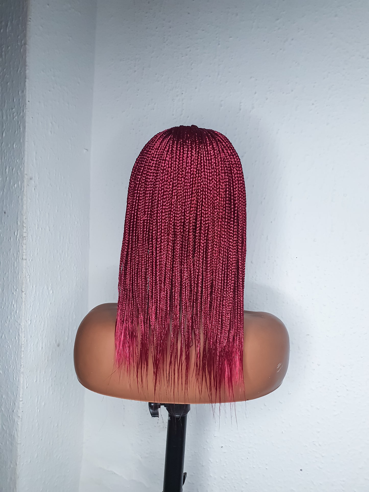 Box Braid Wigs With Bangs | Burgundy Short Braided Wig