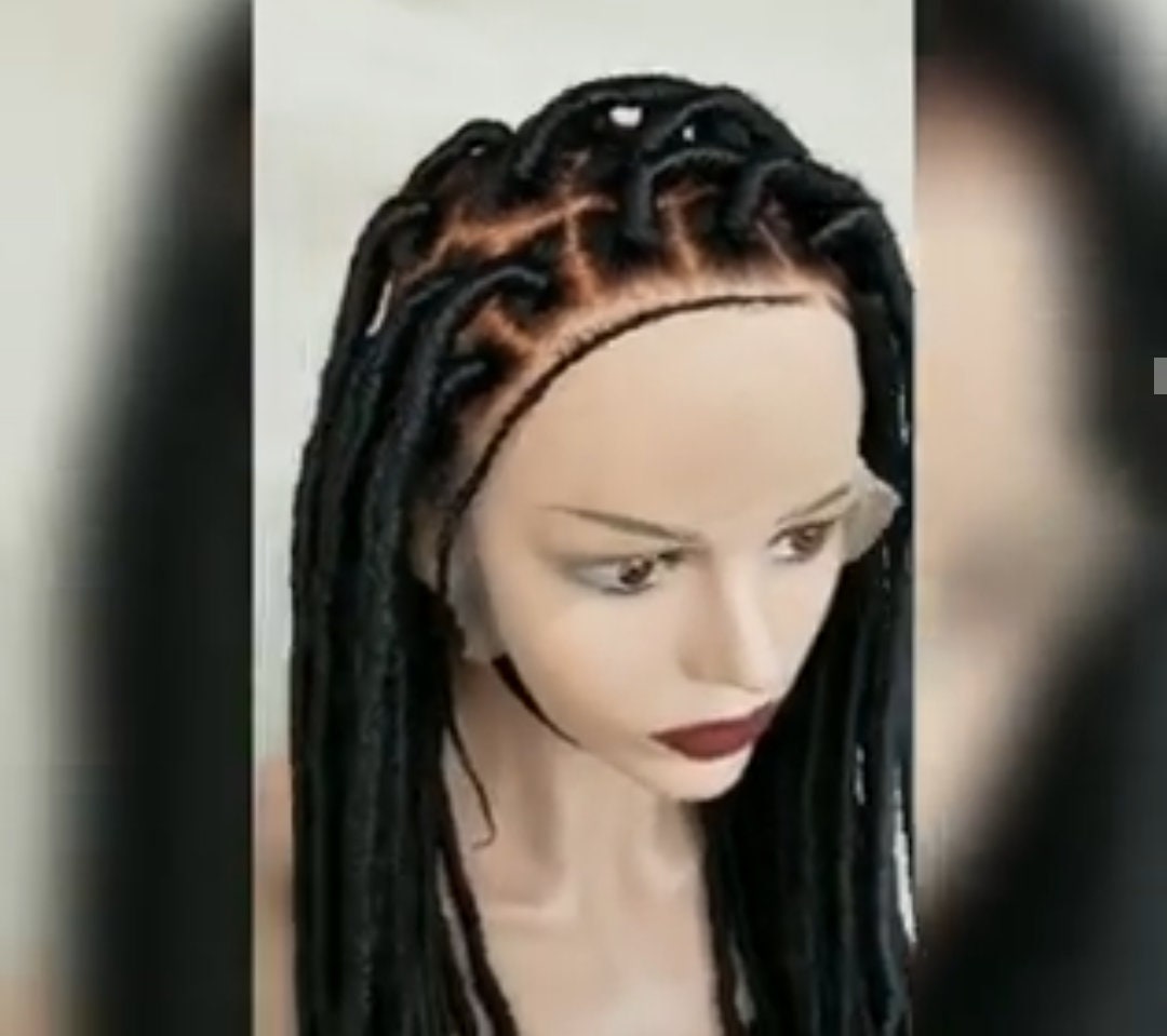 Faux Locs Braid Wig, Full Lace Faux locs, Wig For Black Woman, Boho locs Wig, Handmade Braid Wig, African Braided Wig