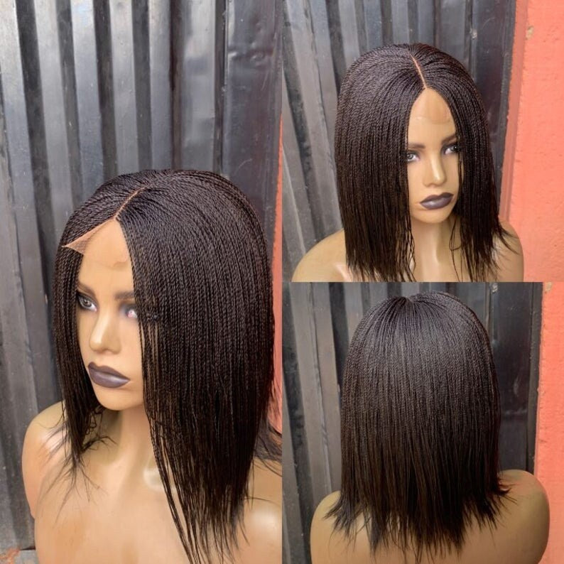 Braided Wig, Senegalese Twist Short Braided Wigs, Wigs For Black Women, Micro Twist Braid Wig, Feathers Wig