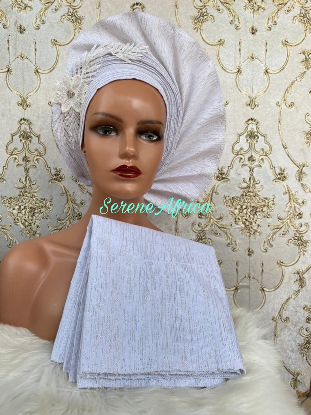 Autogele Aso-Oke, Pre-Tied African Nigerian Gele Headpiece Head Wrap Headgear For Black Woman