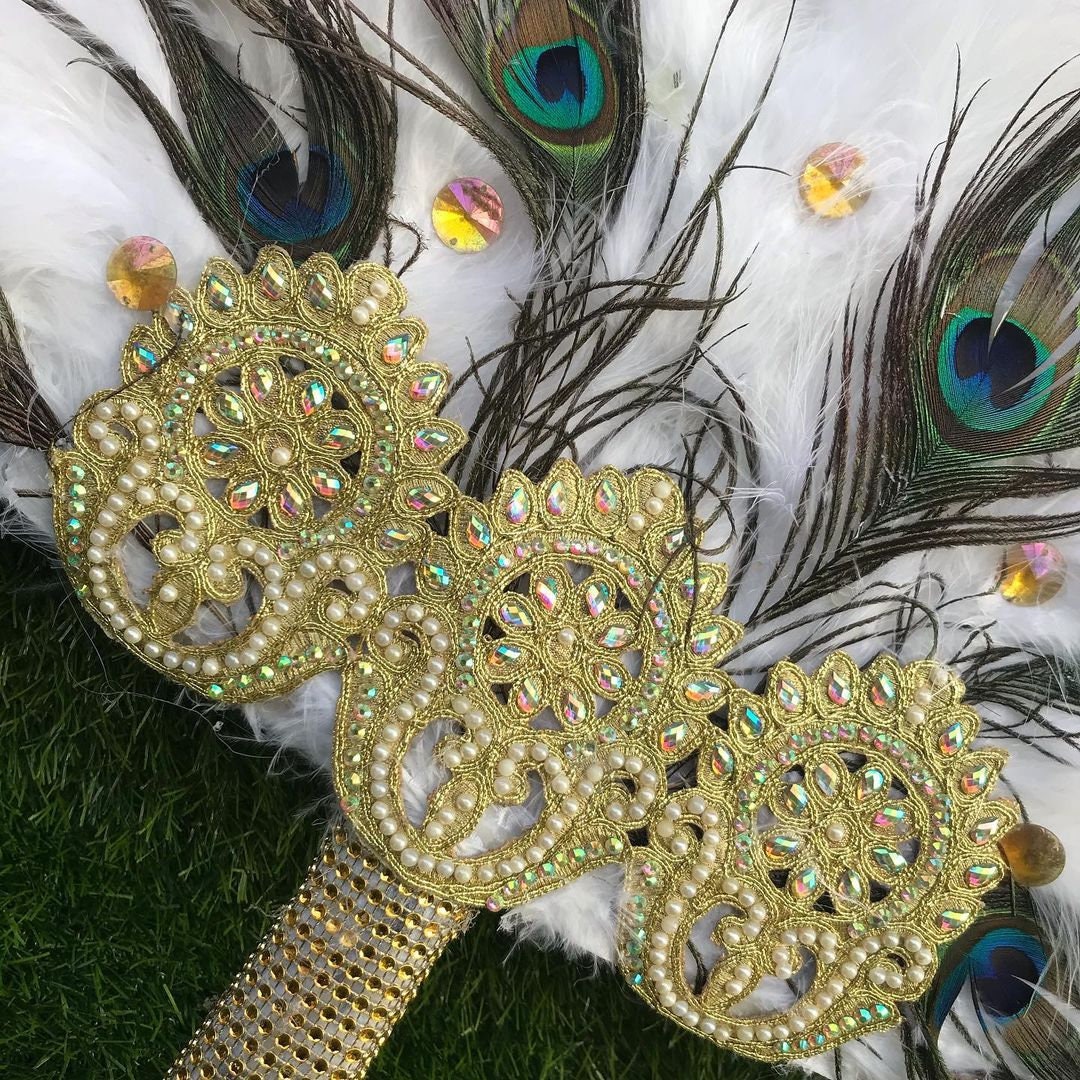 White African Peacock Feather Traditional Wedding Hand Fan, African Bridal Accessory Nigerian Wedding Hand fan(Available in Different Colors