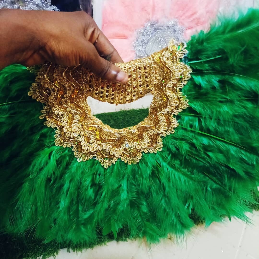 Semi-Circle Bridal Hand-Fan, African Traditional Wedding Clutch Feather Hand Fan, Nigerian Wedding Hand fan(Available in Different Colours)