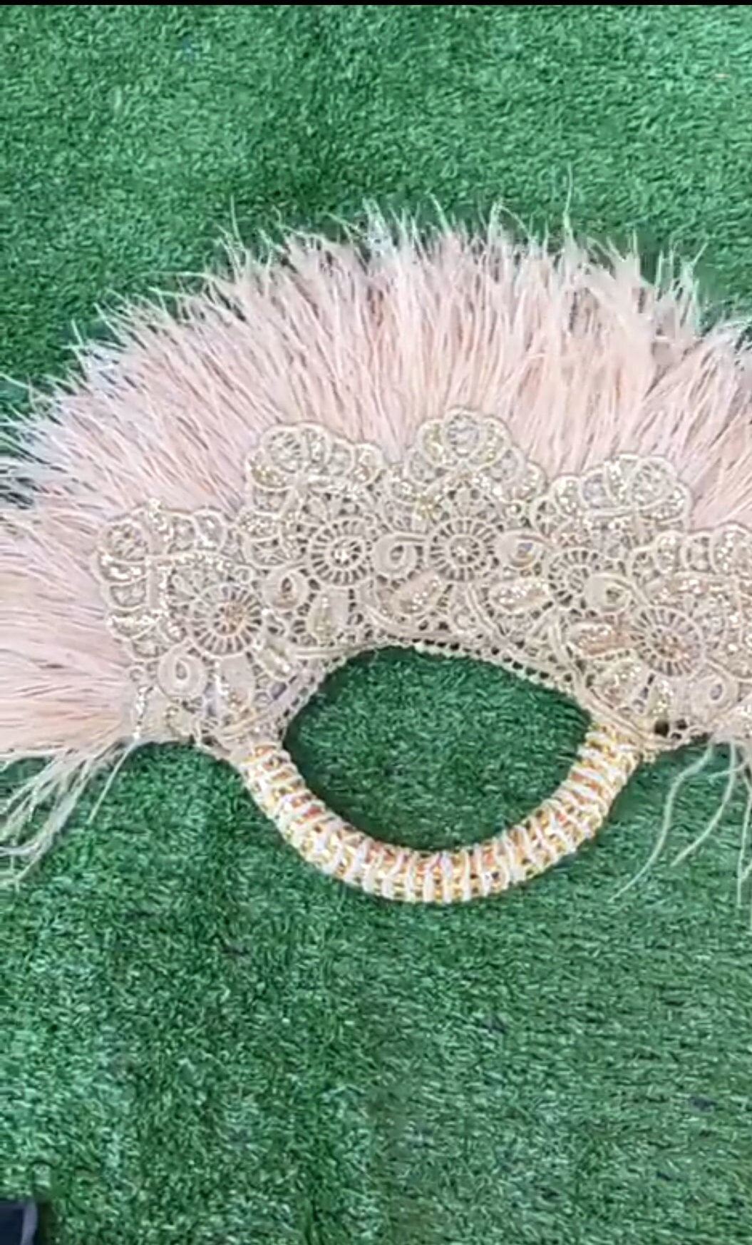 Clutch Semi-Circle Feather Traditional African Wedding Bridal Hand Fan, Nigerian Wedding Hand fan(Available in Different Colours)