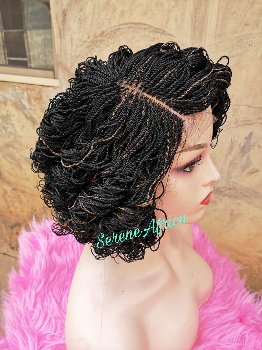 Twist Braid Wig, Wig For Black Woman, Micro Twist Braid Wig, Senegalese Twist Braided Wig, African Braided Wig, Braided Wig With Curls
