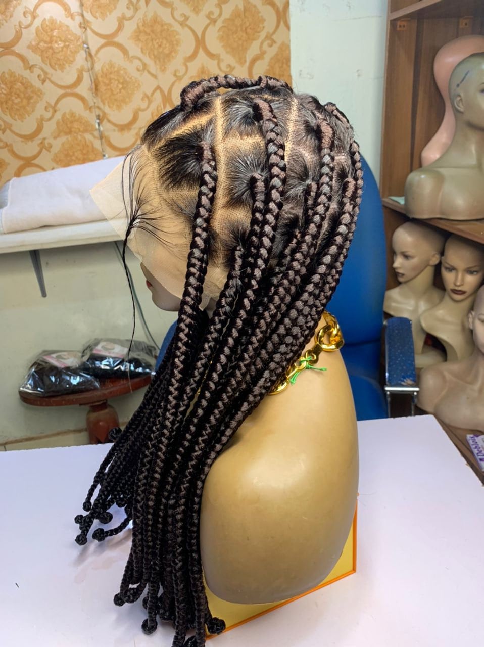 Full Lace Braid Wig, Big Box knotless Braid, Braid Wig, Wig For Black Women, African Braid Wig, Black, Dark Brown, light brown Braided Wig