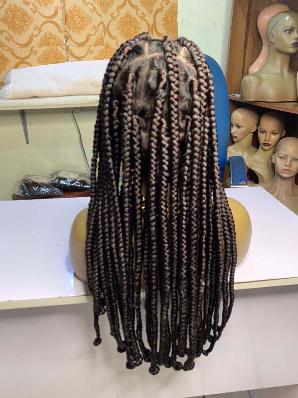 Full Lace Braid Wig, Big Box knotless Braid, Braid Wig, Wig For Black Women, African Braid Wig, Black, Dark Brown, light brown Braided Wig