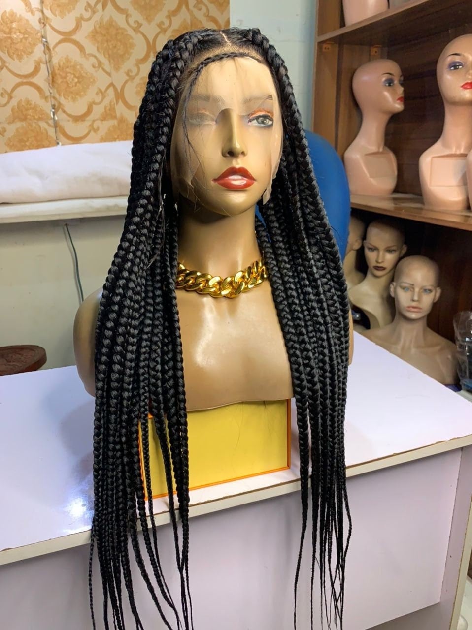 Full Lace Braid Wig, Big Box knotless Braid, Braid Wig, Wig For Black Women, African Braid Wig, Black, Dark Brown, light brown Braided Wig