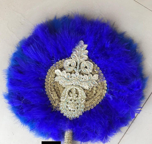 Wedding Hand Fan, African Feather Hand Fan, Bridal Accessory, Nigerian Wedding Hand fan(Available in Different Colors