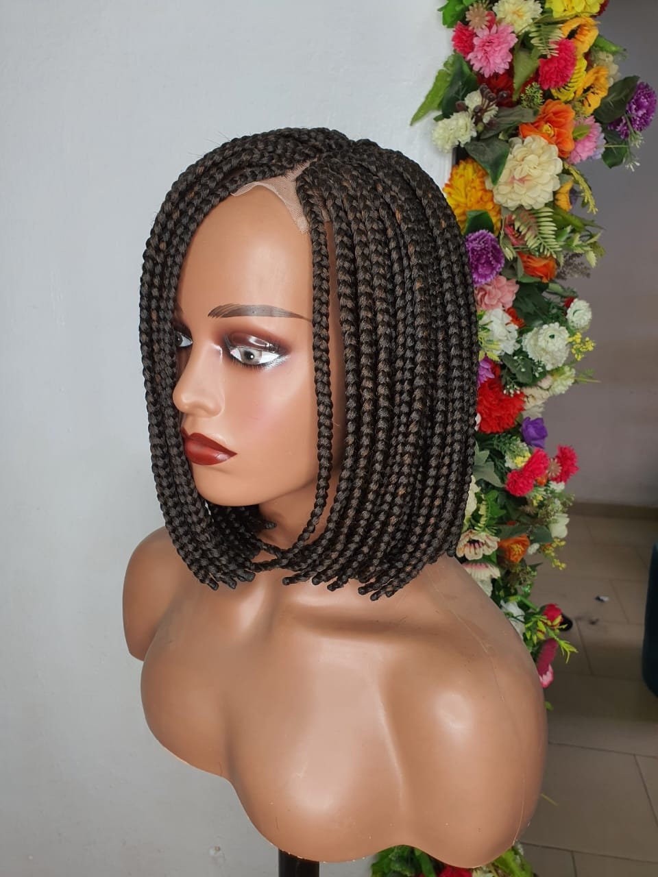 Bob Braid Wig, Salt and Pepper Braided Wig, Short Braided Wigs, Wigs For Black Women, Box Braid Wig, Short Bob Braid Wig