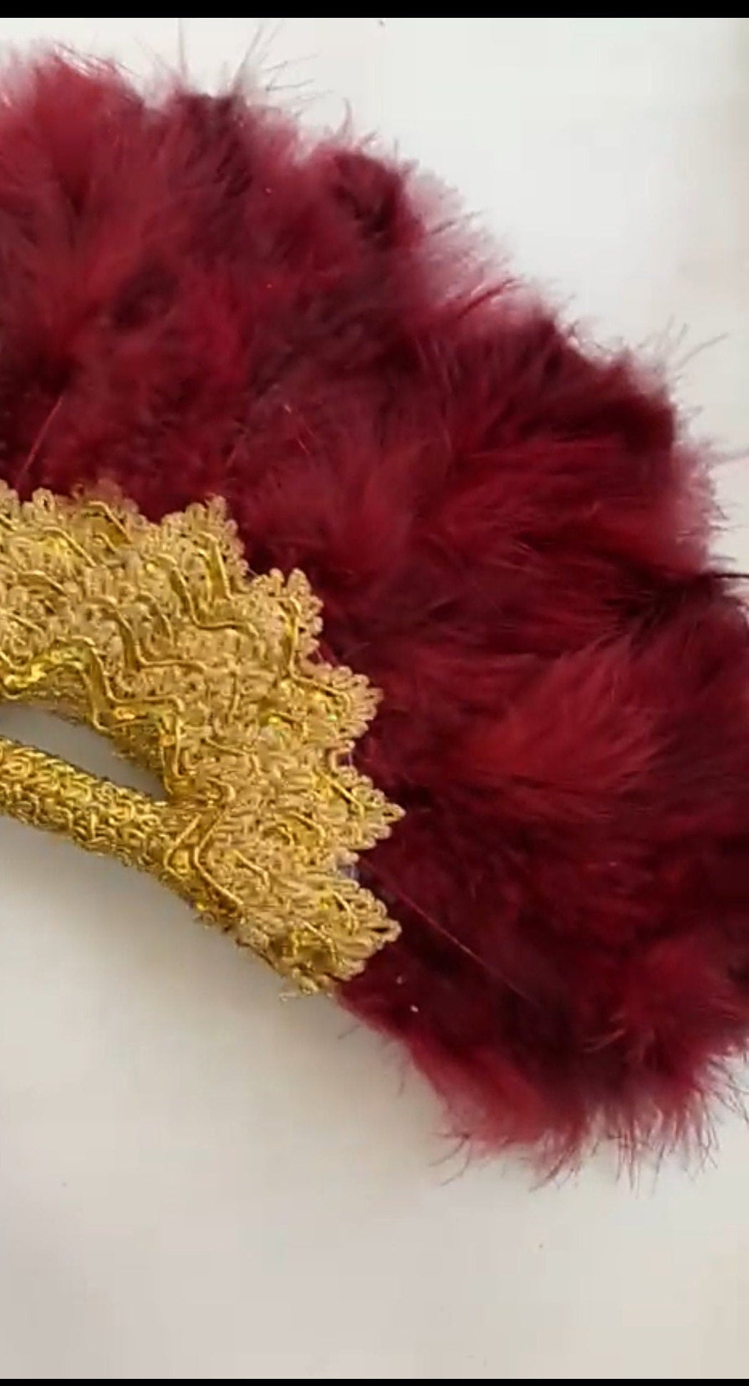 Clutch Semi-Circle Hand Fan, African Traditional Wedding Bridal Feather Hand Fan, Nigerian Wedding Hand fan, Wine And Gold