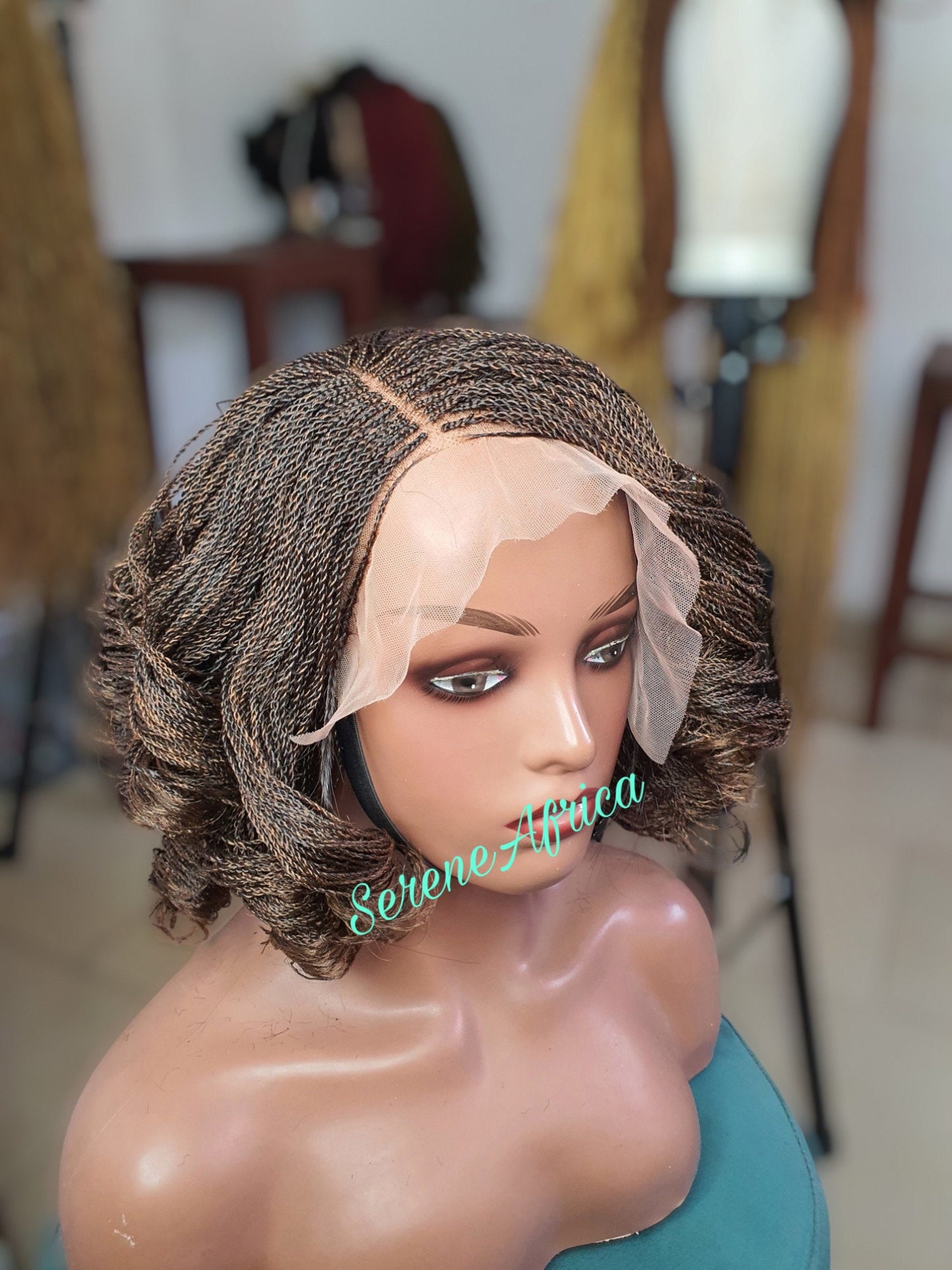 Braided Wig, Lace Closure Short Braided Wigs, Twist Wigs For Black Women, Braided Wig Senegalese Twist