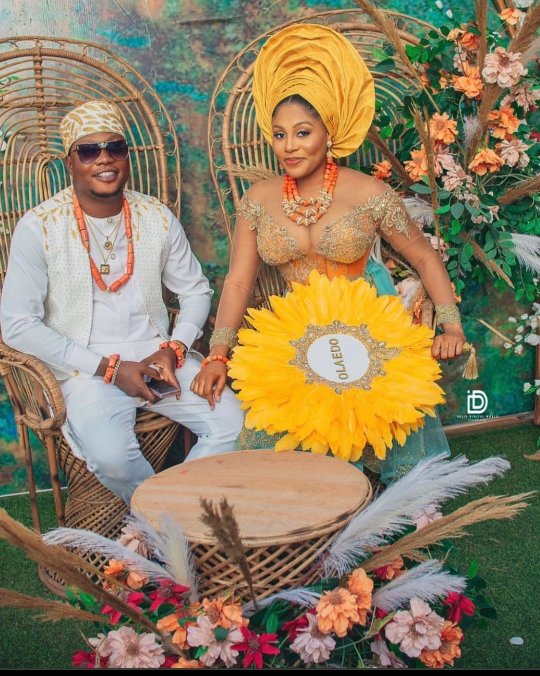 Purple Hand Fan, Personalized African Traditional Wedding Feather HandFan, African Bridal Accessory Handfan