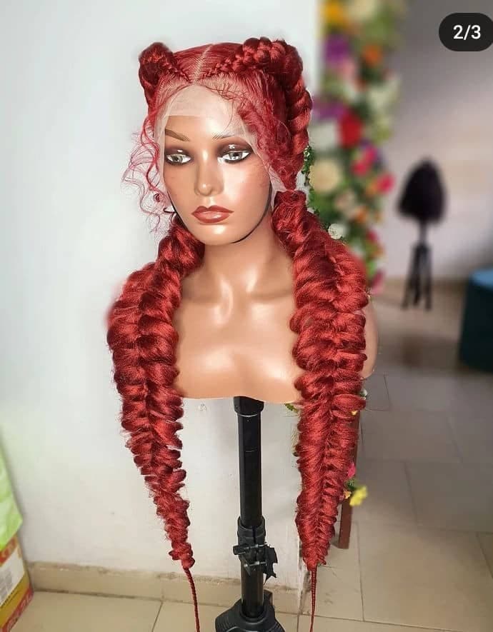 Braided Wig, Full Lace Braid Wig, Butterfly Braid Wig, Cornrow Braid Wig, Wig For Black Women, Box Braid Wig, Burgundy Braid Wig