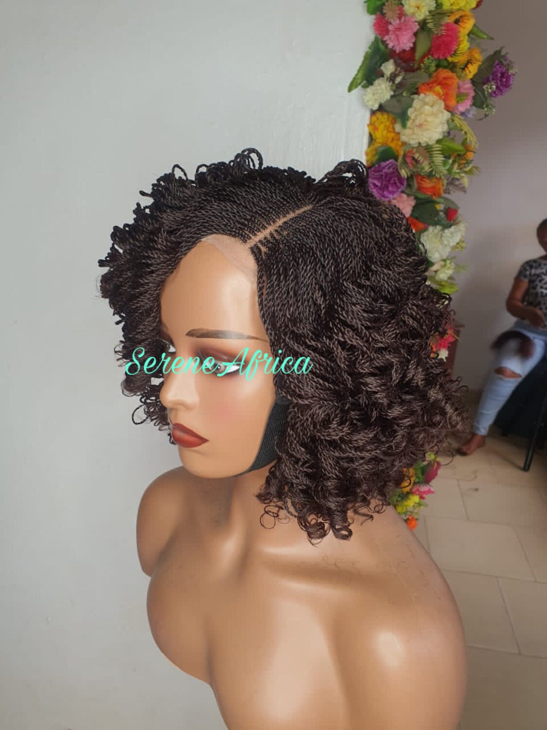 Braided Wig, Short Braided Wigs, Wigs For Black Women, Box Braid Wig With Curls, Gift For Black women, Twist Braid Wig