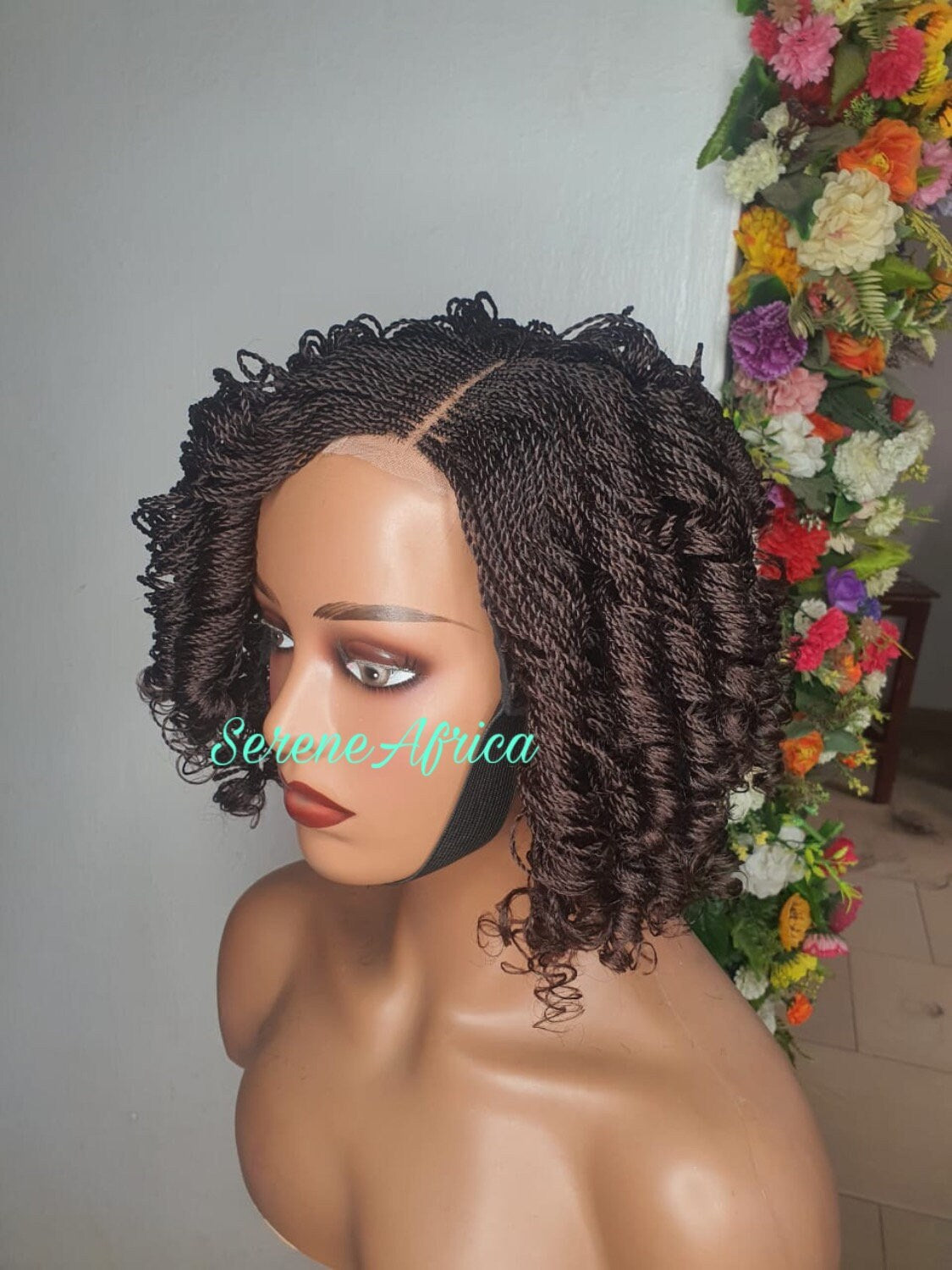 Braided Wig, Short Braided Wigs, Wigs For Black Women, Box Braid Wig With Curls, Gift For Black women, Twist Braid Wig