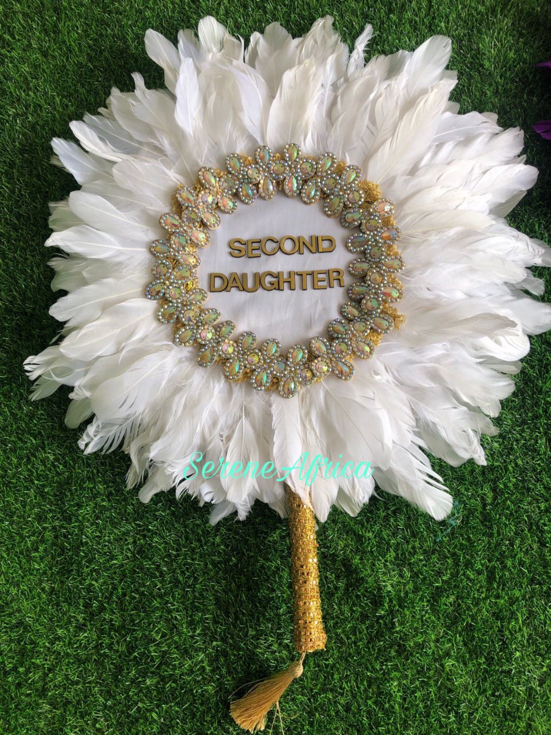 Purple Hand Fan, Personalized African Traditional Wedding Feather HandFan, African Bridal Accessory Handfan