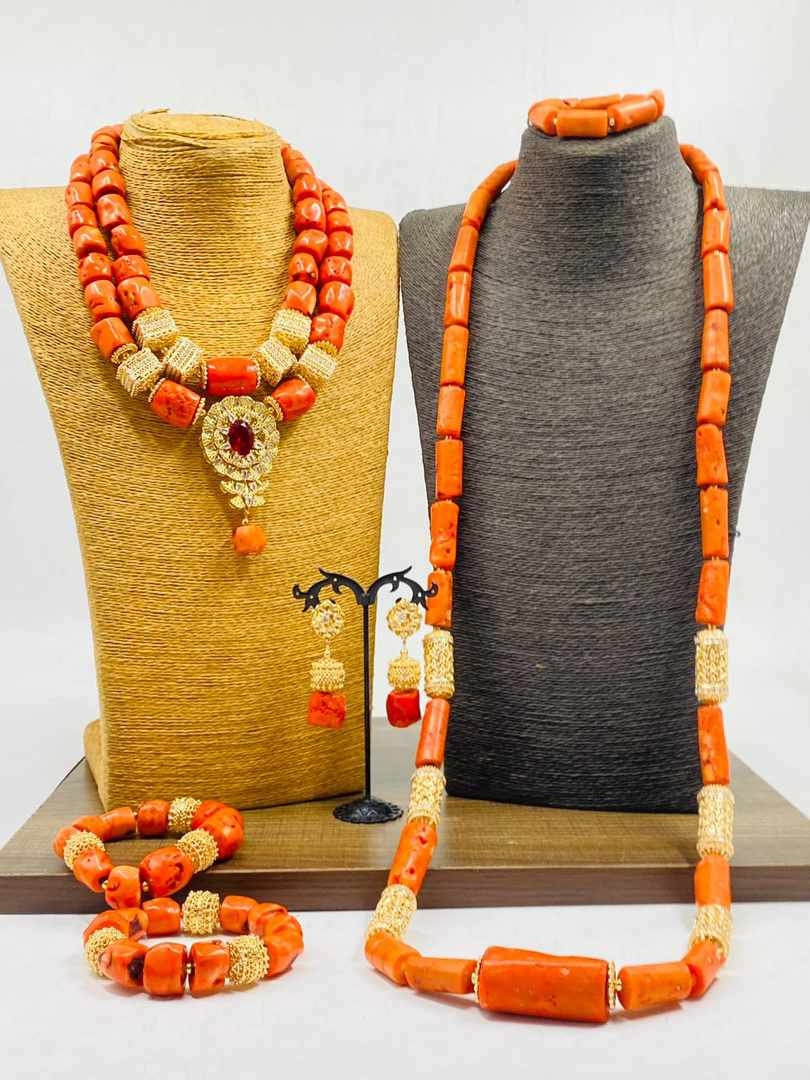 African Coral Beads, Bride Complete Set Coral Beads, Wedding Jewelry Accessories, Nigerian Edo Igbo Brides Accessories a