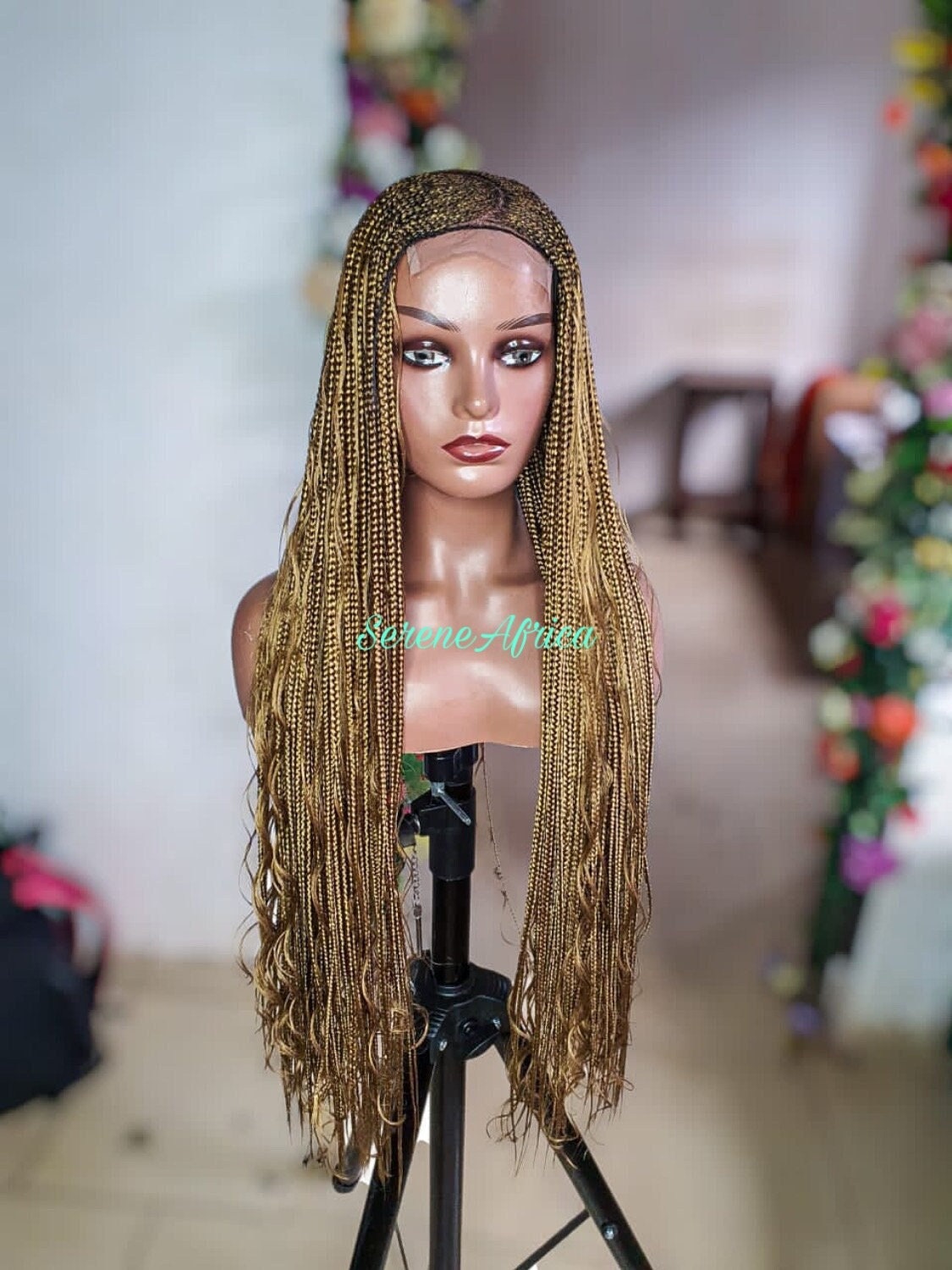 Boho Braid Wig, Gold Braid Wig, Braided Wigs, Cornrow Braid Wig, Ghana Weave Braided Wig, Box Braid Wig, African Braid Wig