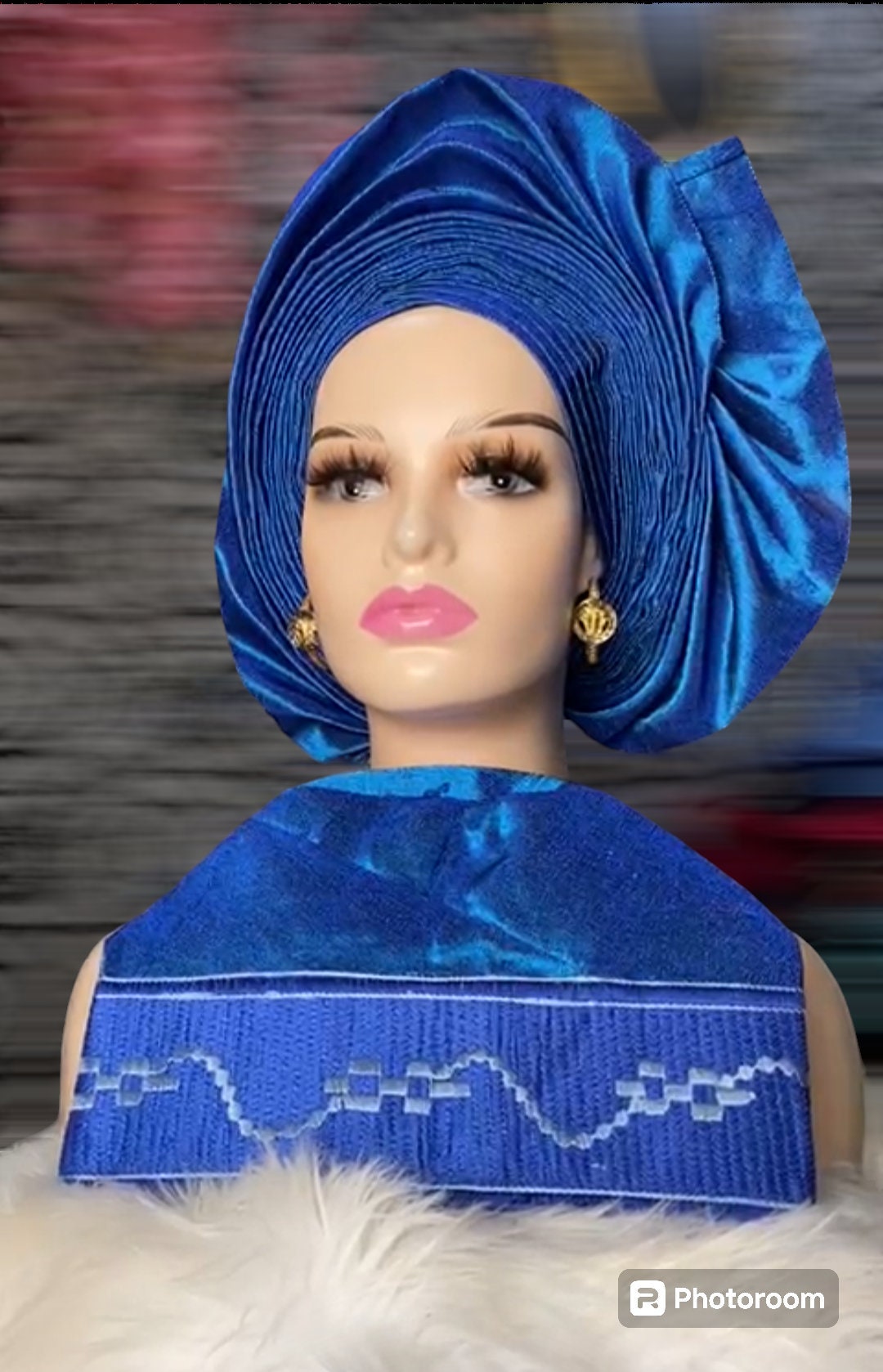 Autogele Aso-Oke, African Headwrap Headpiece Headtie, Wine and Red Headwrap, African Turban, African Headwrap For Women, Ready To Wear Gele