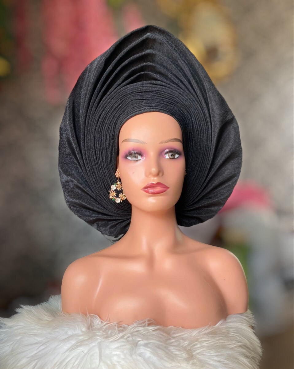 Autogele Asooke, Pre-Tied African Headwrap, Wine and Red Headwrap, African Turban, African Headwrap For Women, Ready To Wear Gele