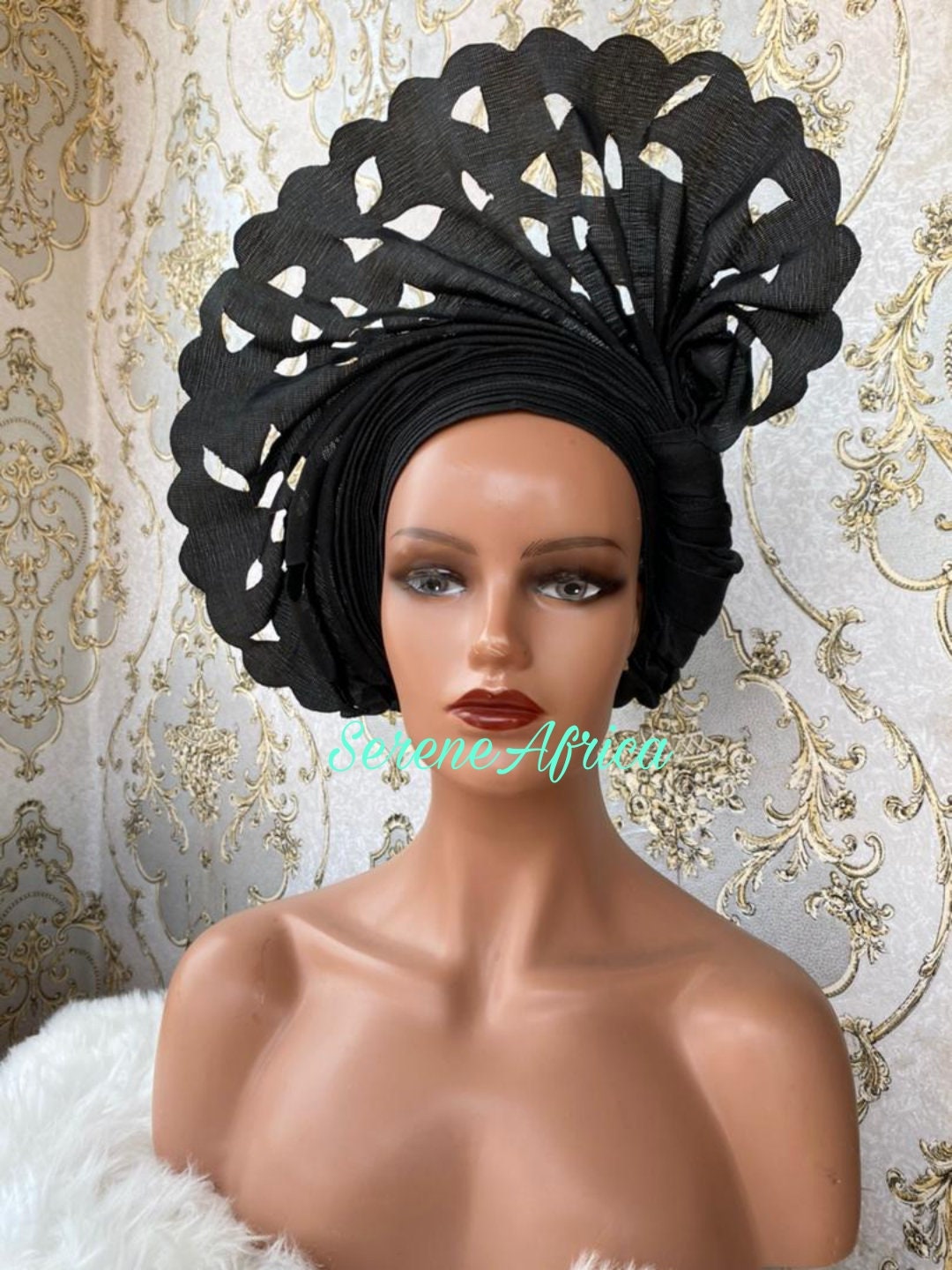 African Head WrAp Silver Auto Gele Aso-Oke Head Wrap, African Headpiece, Nigeria Yoruba Wedding Bride, African Headwrap Headtie for Women