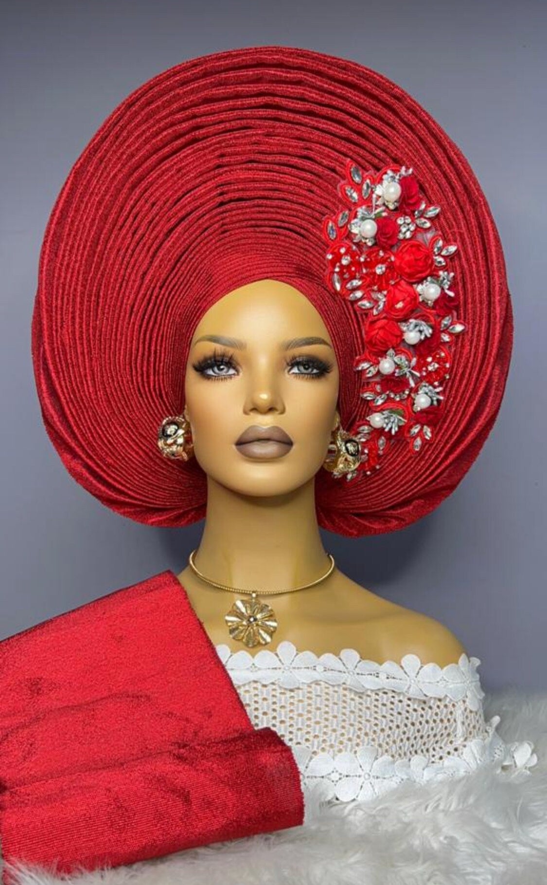 Autogele Aso-oke, Pre-Tied African Headwrap, Pink and Silver Headwrap, African Fabric, African Turban, African Headband, African Headwrapp
