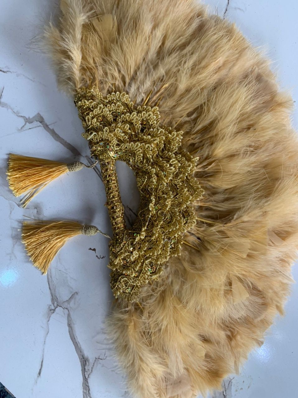 Clutch Semi-Circle Hand Fan, African Traditional Wedding Bridal Feather Hand Fan, Nigerian Wedding Hand fan, Wine And Gold