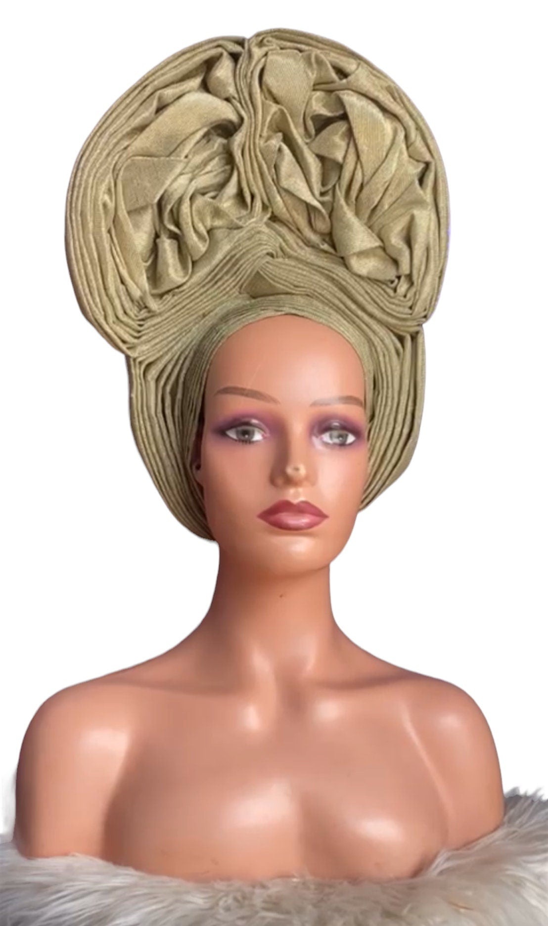 Autogele Aso-Oke Silver, Pre-Tied African Headwrap, Black Autogele Aso-Oke, African Fabric, African Turban, African Headband, Nigerian Gele