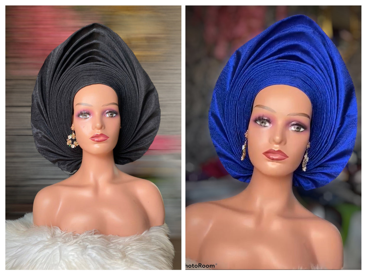 Autogele Asooke Black, African Headwrap, Gele, African Fabric, A, African Headwear, Nigerian Hat, Yoruba Gele
