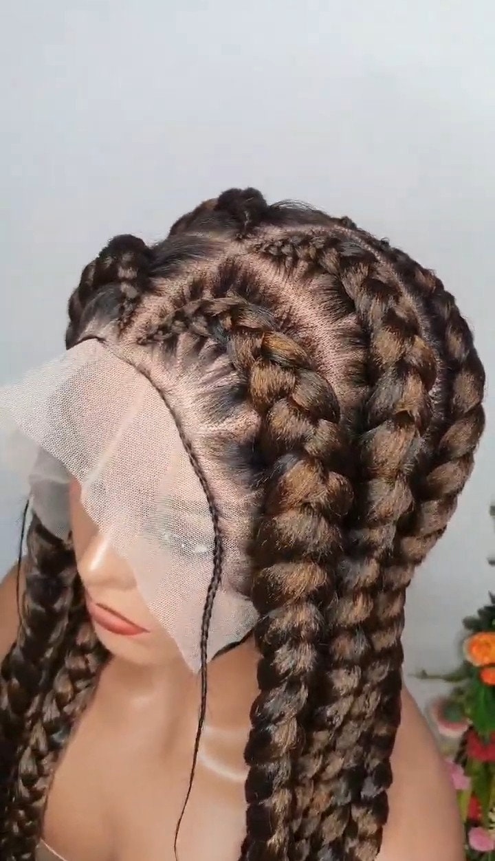 Braided Wig, Box Braid Wig, Cornrow braid Wig, Wig For Black Woman, Ghana Weave Braid Wig, Handmade Braid Wig