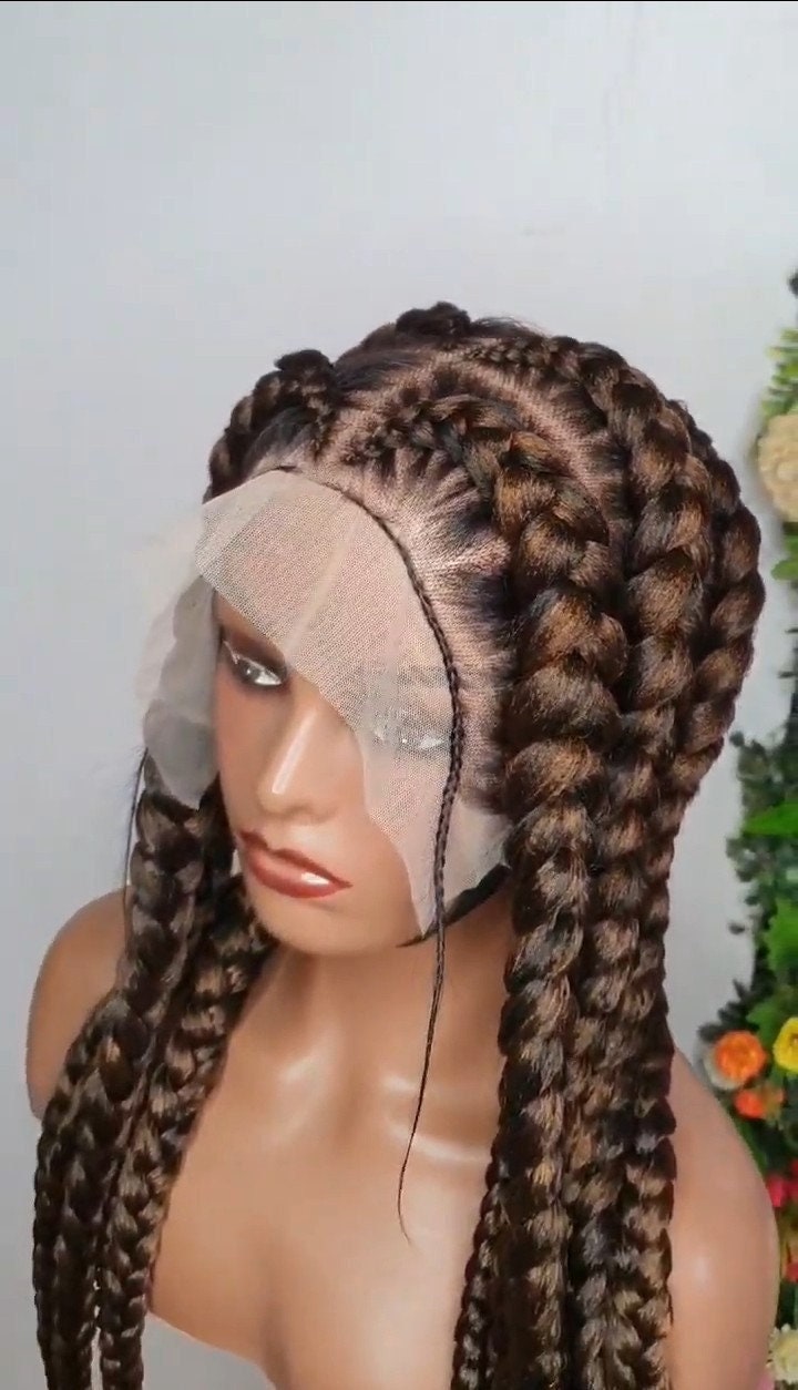 Braided Wig, Box Braid Wig, Cornrow braid Wig, Wig For Black Woman, Ghana Weave Braid Wig, Handmade Braid Wig