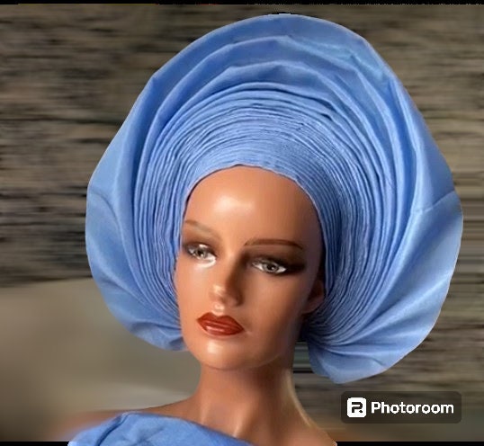 Auto Gele Aso-Oke, Pre-Tied Nigerian Headwrap, Wine and Red Head Wrap Headgear Headtie, African Head Wrap For Women, Ready To Wear Gele