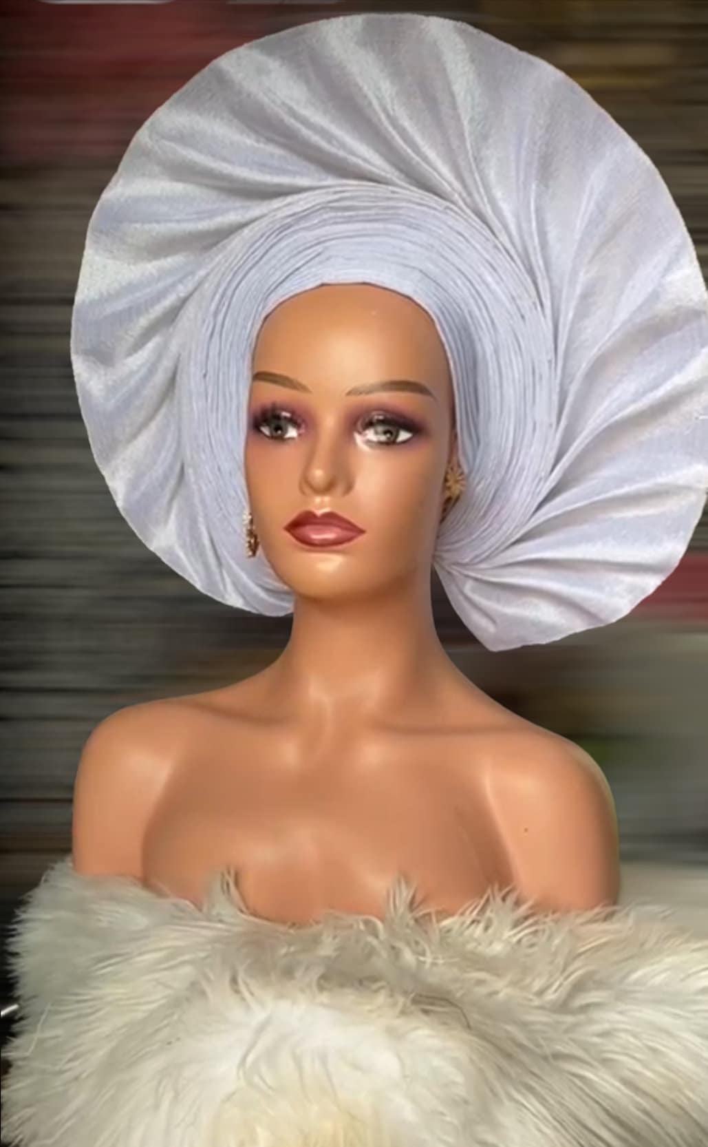 Gold Autogele Head Wrap, African Nigerian Yoruba Wedding Aso-Oke Gele Head-Tie Headpiece Headscarf Headwear Headwrap For Black Women