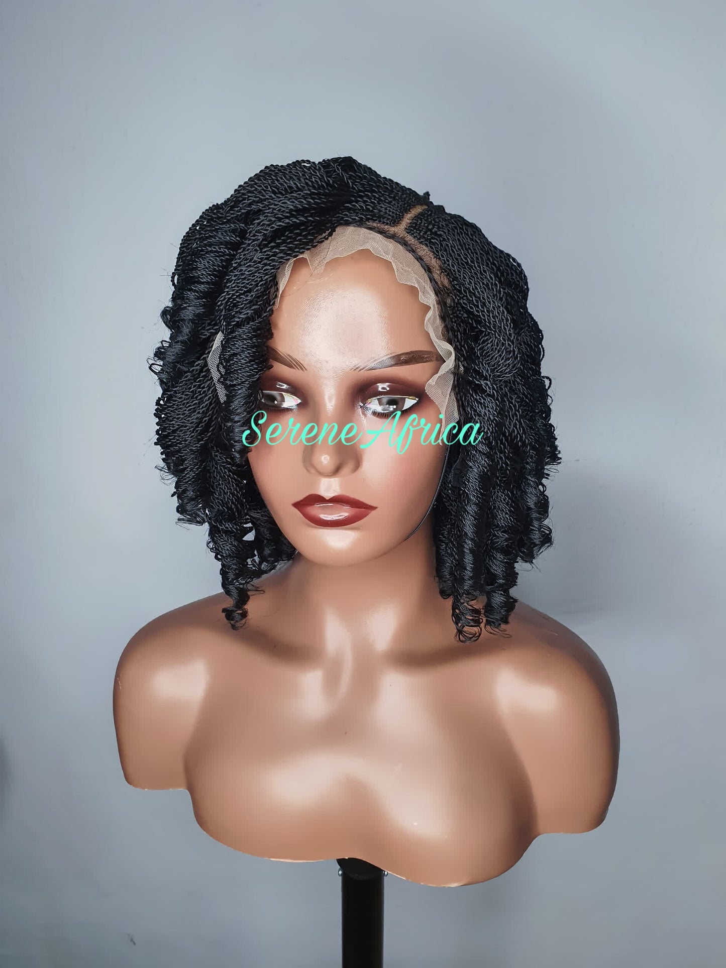 Braided Wig, Short Braided Wigs, Wigs For Black Women, Box Braid Wig With Curls, Gift For Black women, Twist Braid Wig