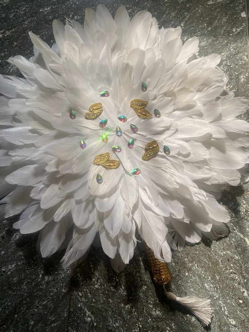 Bridal HandFan, African Traditional Wedding Feather HandFan, African Bridal Accessory (Available in Different Colors)