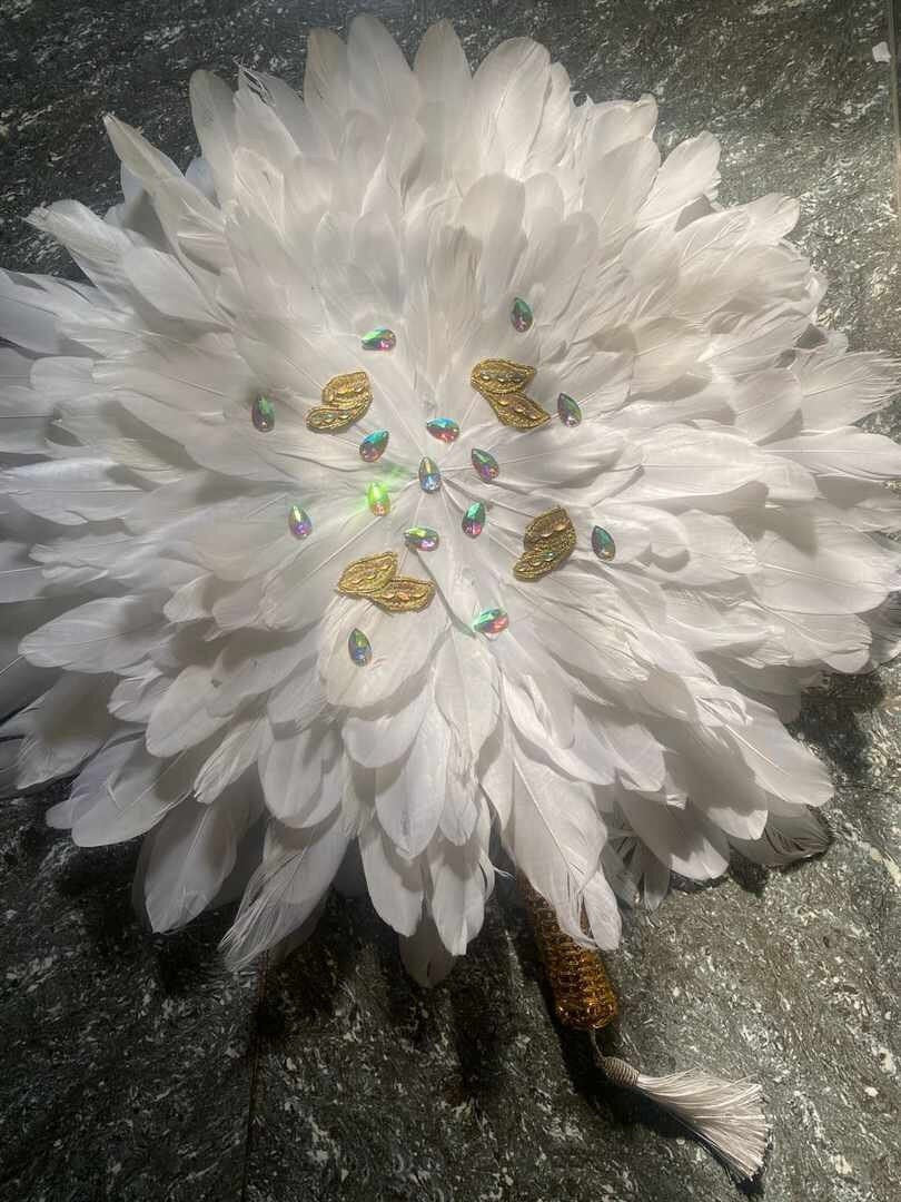 Bridal HandFan, African Traditional Wedding Feather HandFan, African Bridal Accessory (Available in Different Colors)