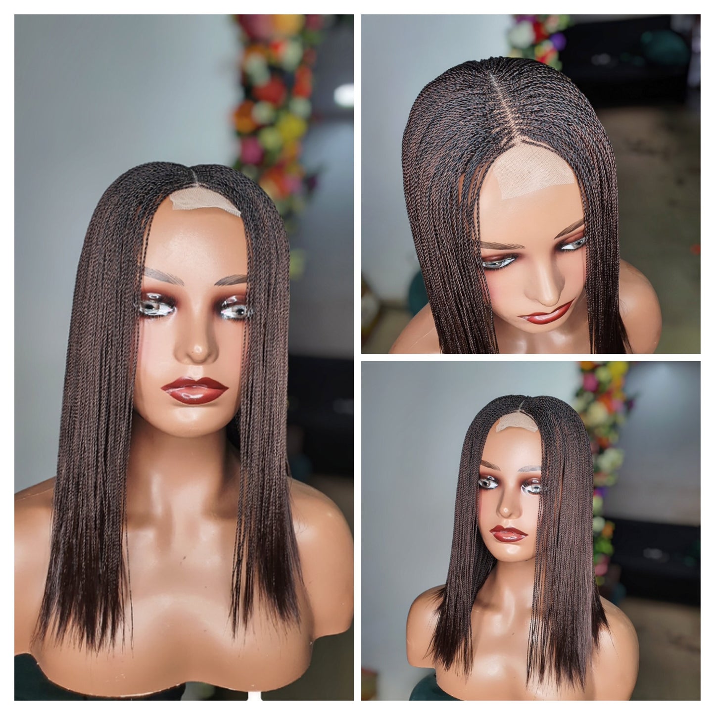 Braided Wig, Senegalese Twist Short Braided Wigs, Wigs For Black Women, Micro Twist Braid Wig, Feathers Wig