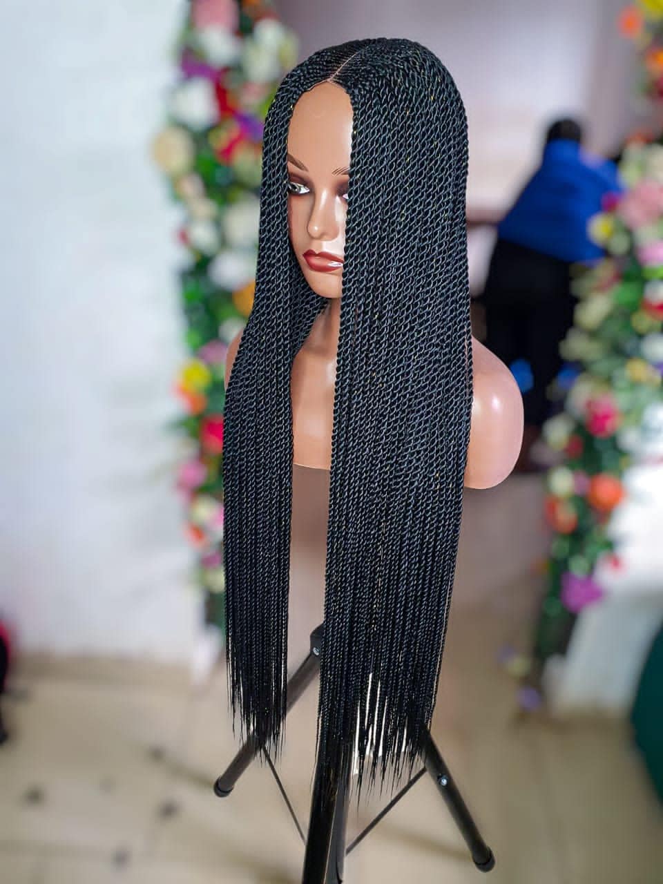 Braided Wig, Lace Closure Cornrow Long Senegalese Twist Braid Wig, Wigs For Black Women, Ghana Weave