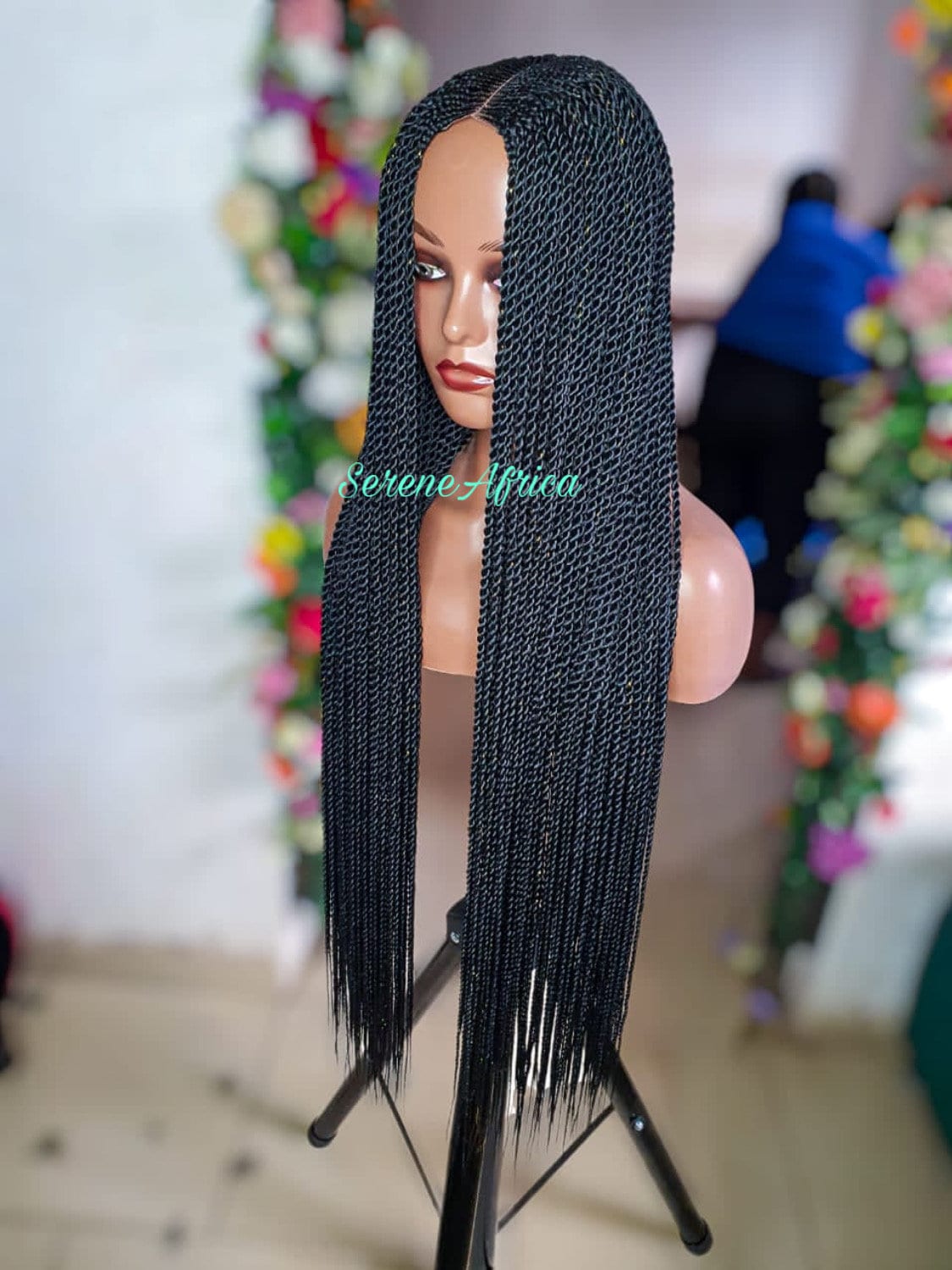Braided Wig, Lace Closure Cornrow Long Senegalese Twist Braid Wig, Wigs For Black Women, Ghana Weave