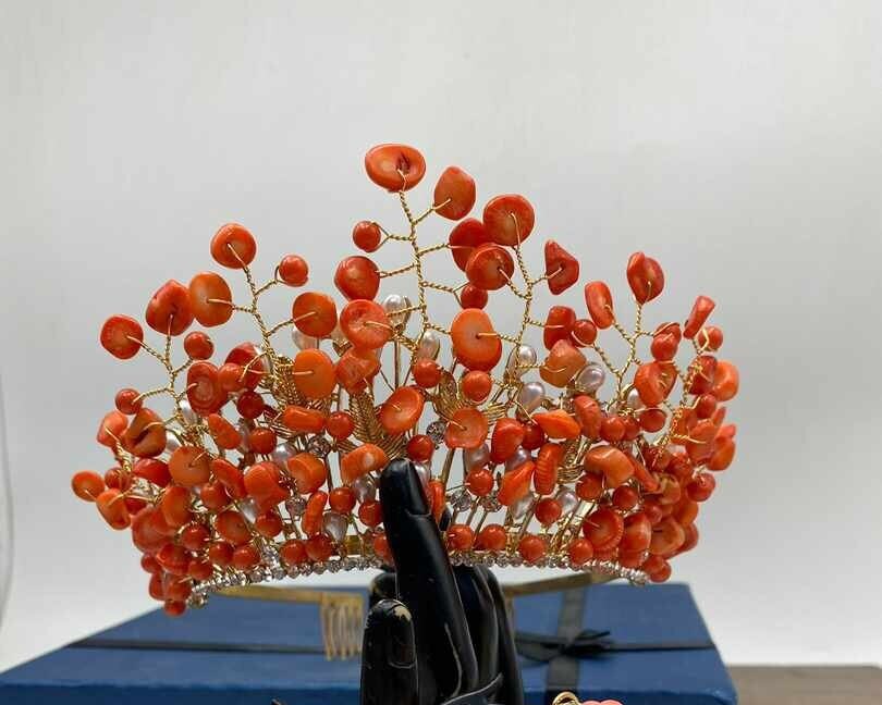3 Sets Authentic African Coral Beads, Bride Complete Set Coral Beads, Wedding Jewelry Accessories, Nigerian Edo Igbo Brides Accessories.