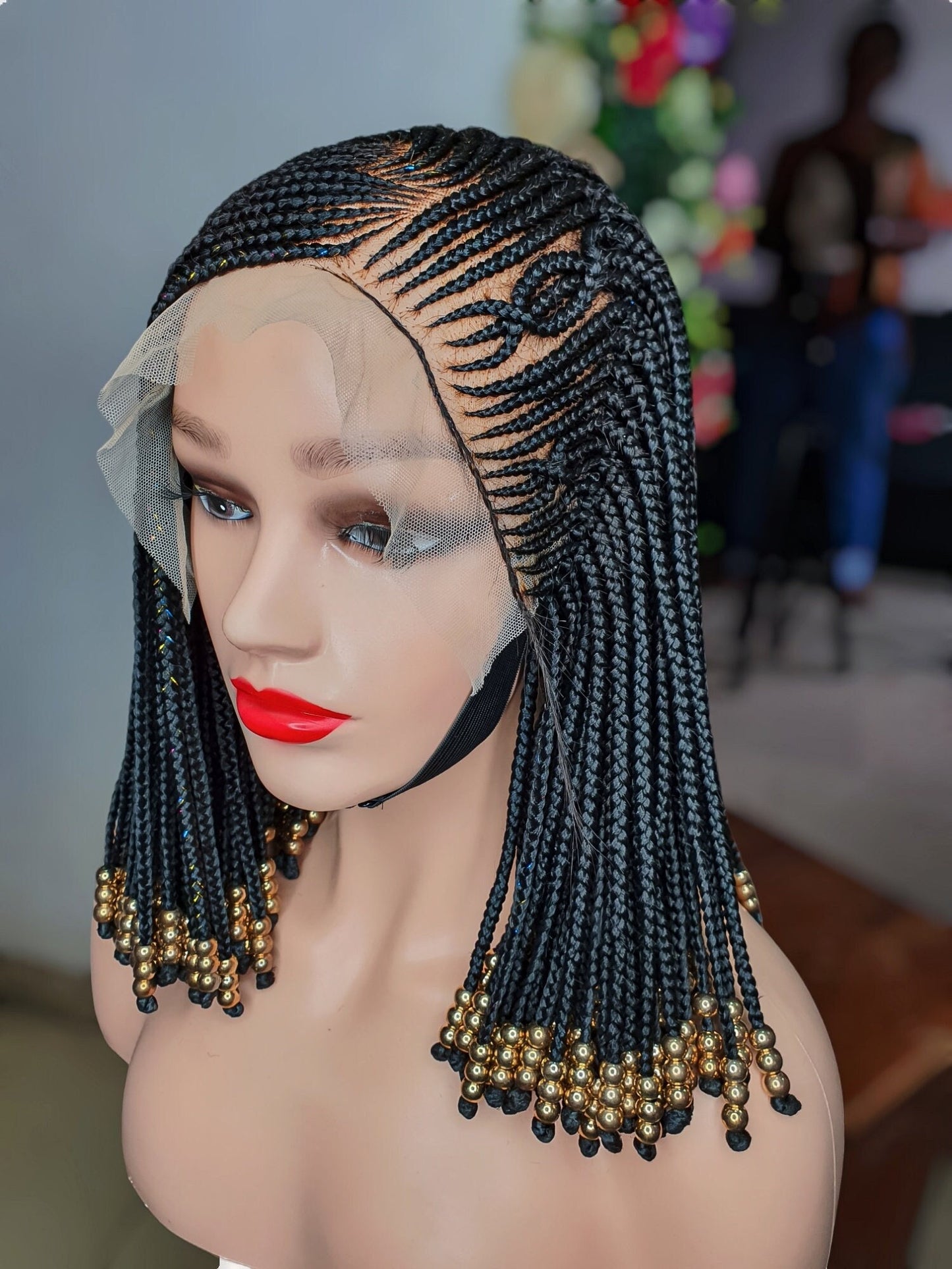Braided Wig, Cornrow Braided Wig, Box Braid Wig, Ghana Weave, Braid Wig, Braid Wig For Black Women, Short Braid Wig