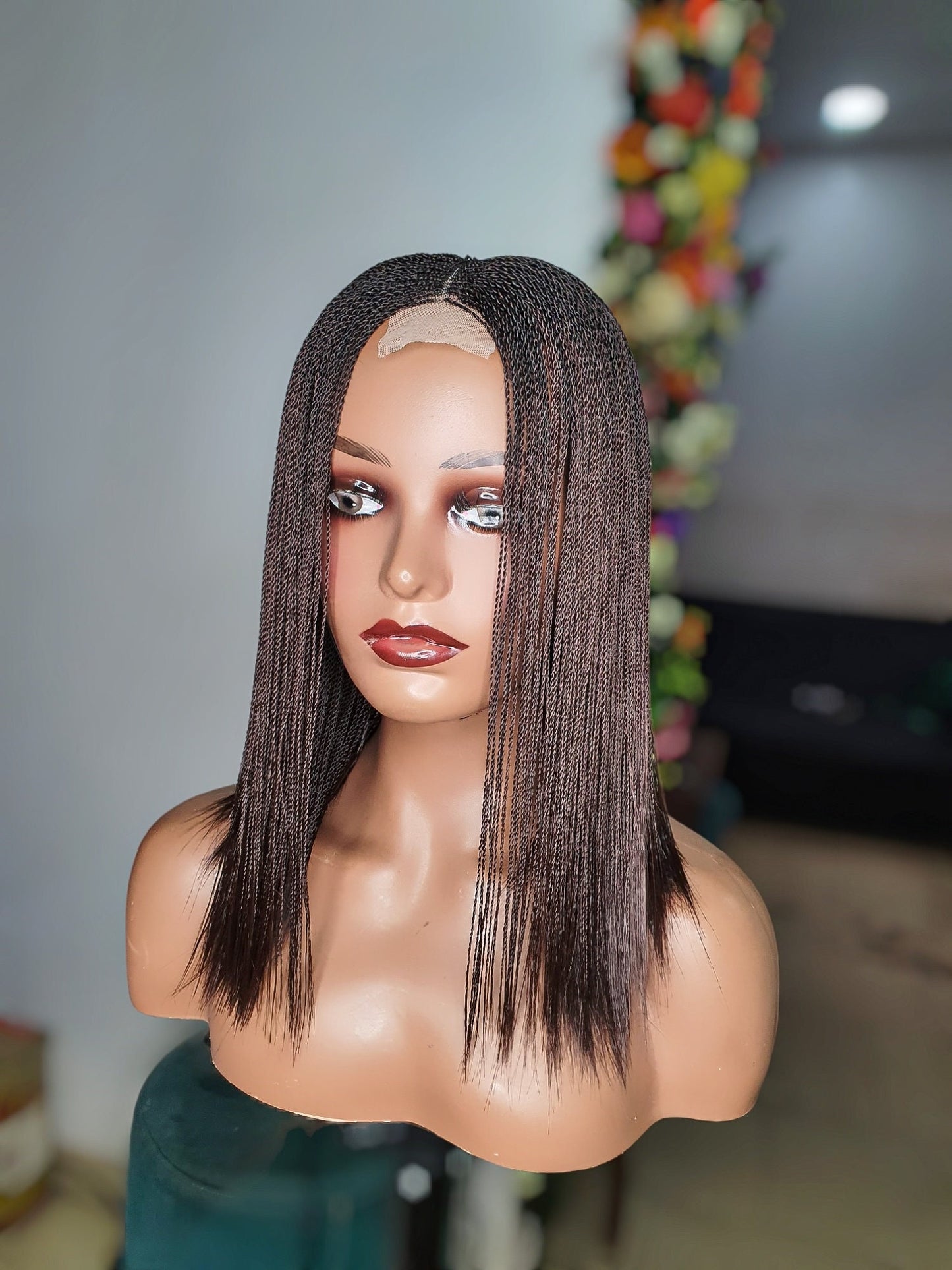 Braided Wig, Senegalese Twist Short Braided Wigs, Wigs For Black Women, Micro Twist Braid Wig, Feathers Wig