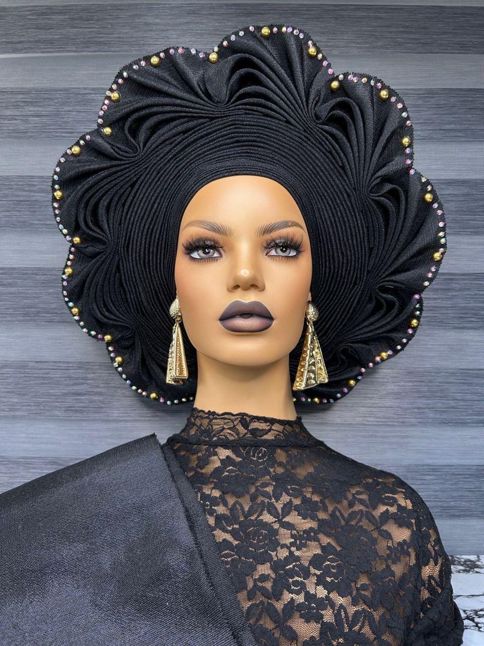 Premium Green Auto Gele – Traditional Nigerian Statement Piece.