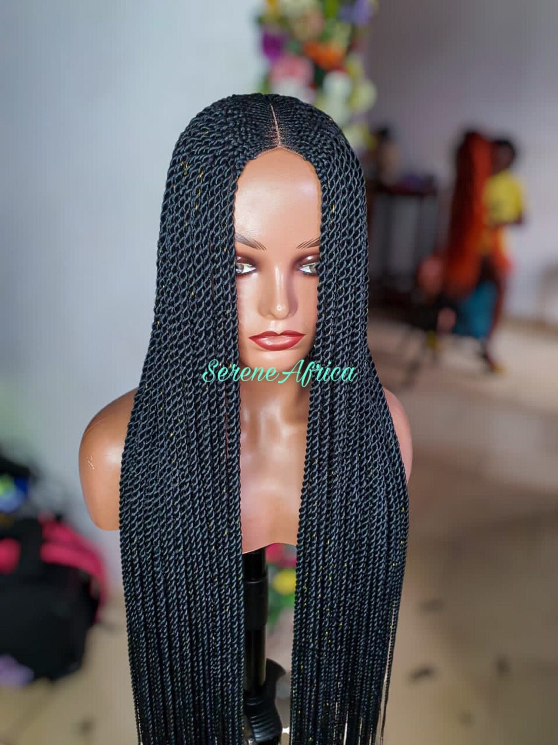 Braided Wig, Lace Closure Cornrow Long Senegalese Twist Braid Wig, Wigs For Black Women, Ghana Weave