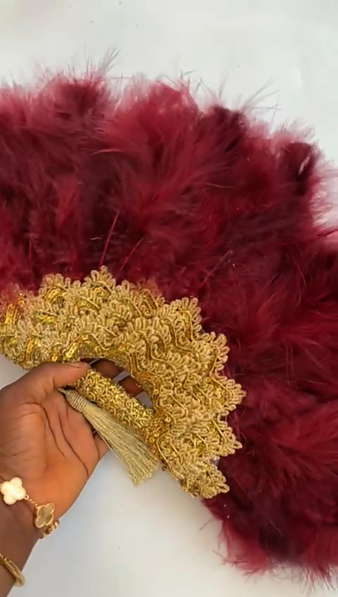 Wedding Hand Fan, Clutch Semi-Circle Bride Hand Fan, African Traditional Bridal Feather Hand Fan, Nigerian Wedding Hand fan Gold