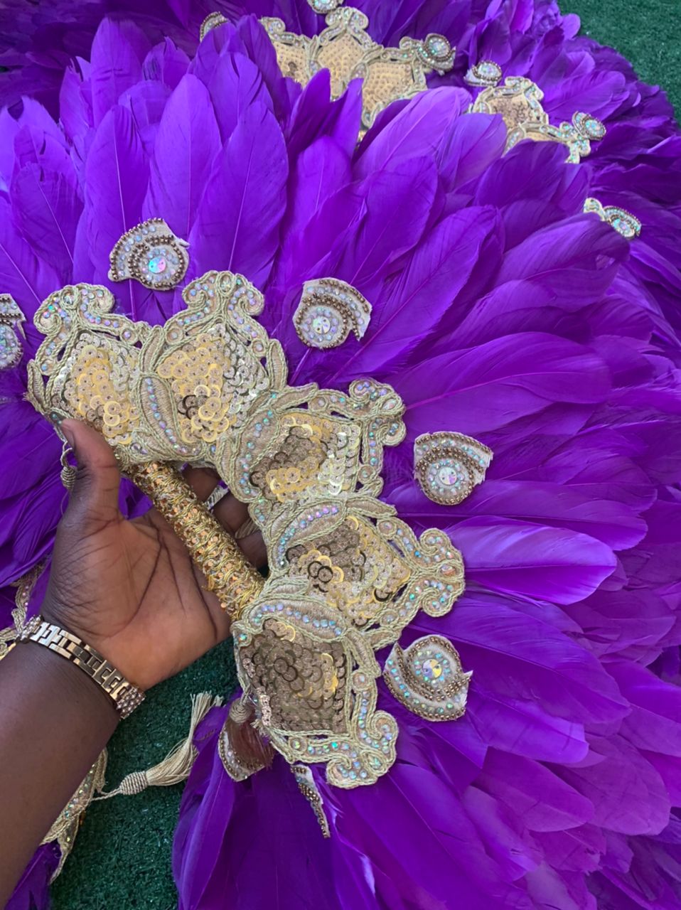 Purple Clutch Hand Fan – Semi-Circle African Wedding Fan (Bulk Available)