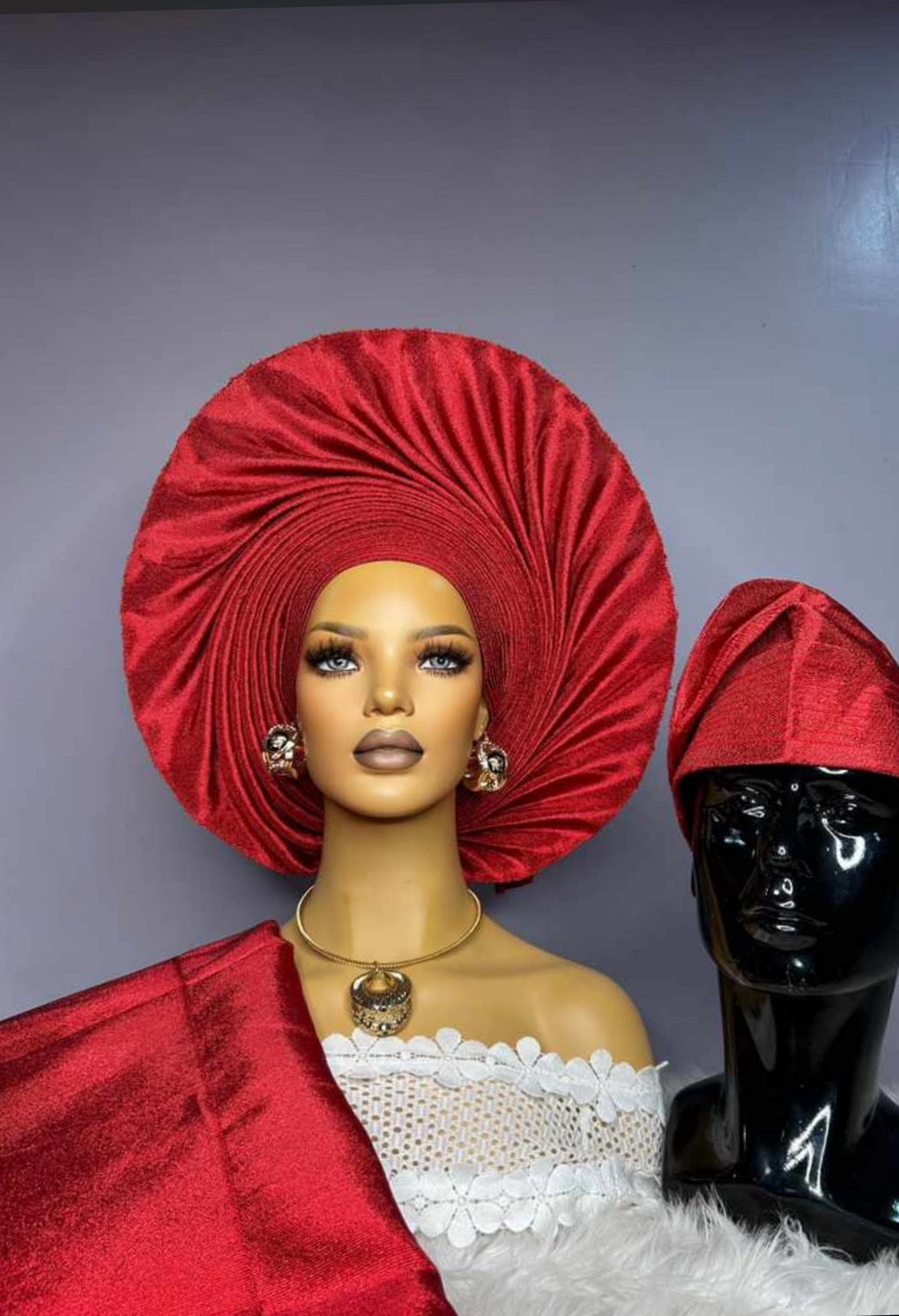 Auto Gele Head Tie - Pre-Styled African Headwrap for Weddings