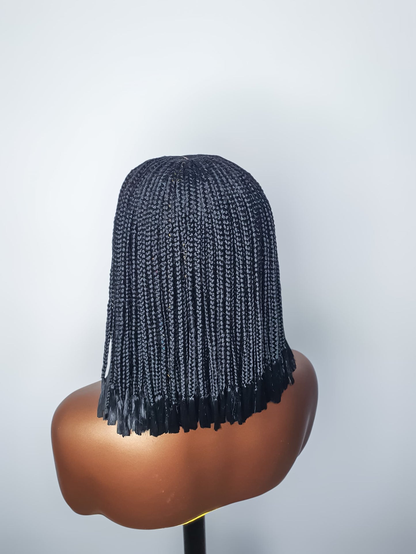 Light Brown Box Braid Wig with Loose Ends (12 Inches) – Soft Natural Style