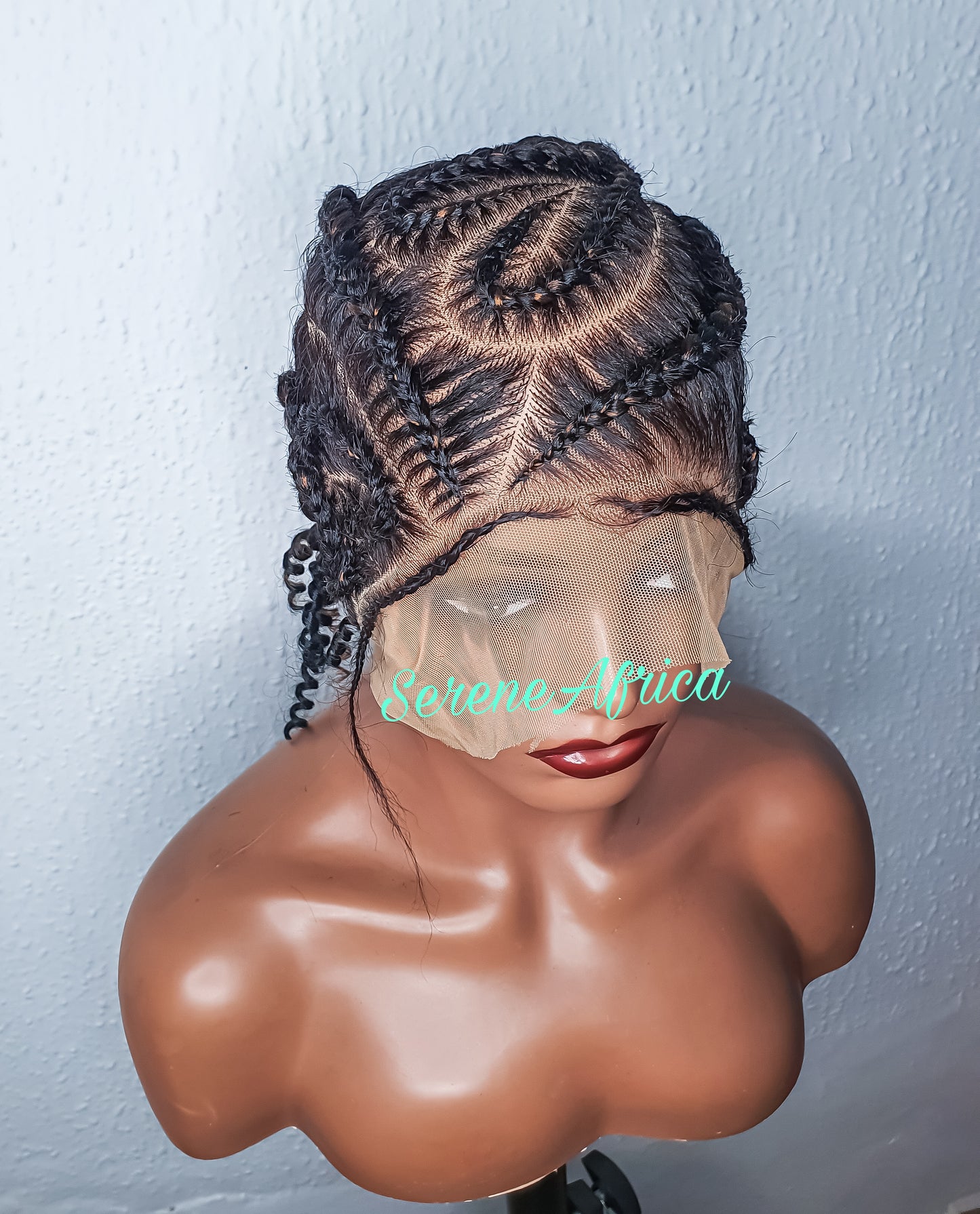 Full Lace Cornrow Stitch Braided Wig: Handmade Natural Hairline and Baby Hairs