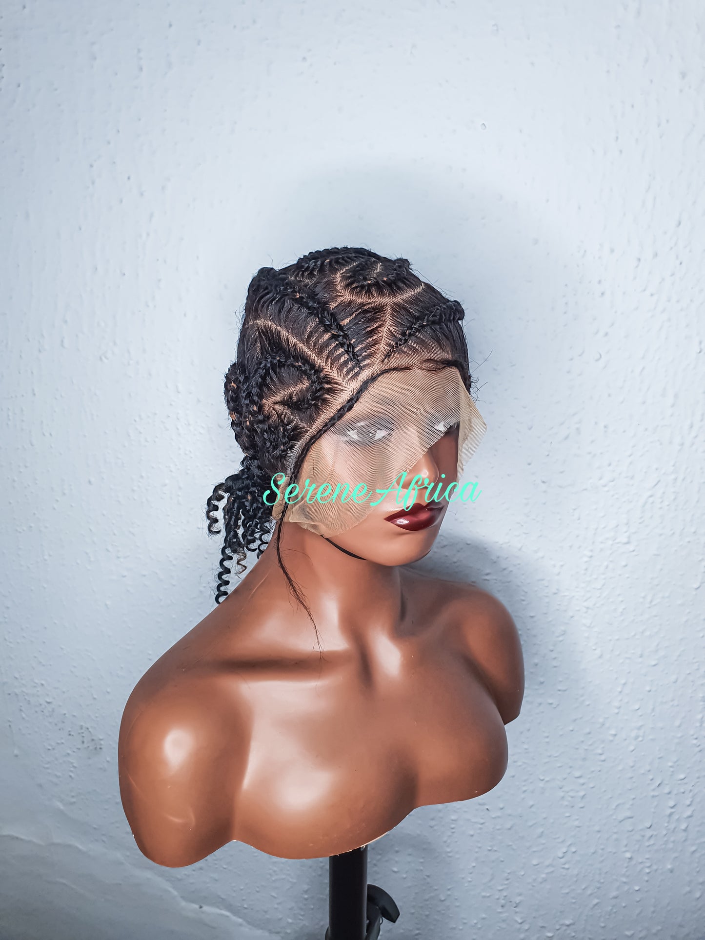 Full Lace Cornrow Stitch Braided Wig: Handmade Natural Hairline and Baby Hairs